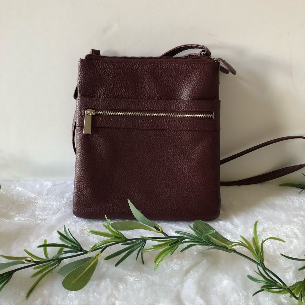 Giani Bernini Triple-Zip Pebble Leather Dasher Crossbody